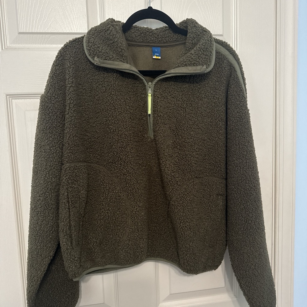 Cozy Olive Green Fleece Sweater